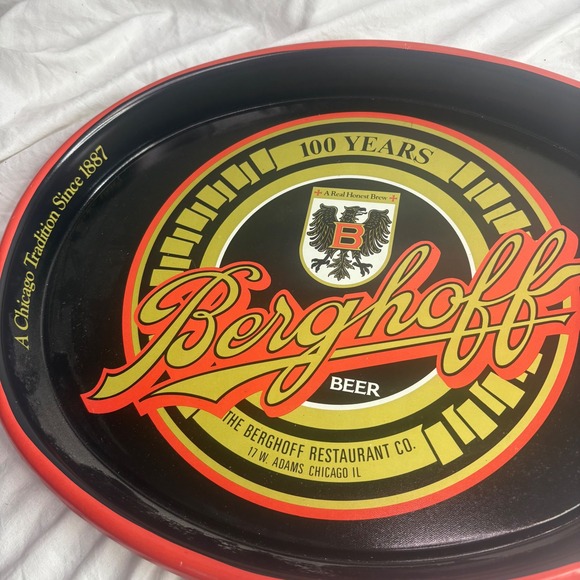Vintage Berghoff Beer Tray 100 Years Chicago Restaurant Co Serving Barware - Picture 3 of 9